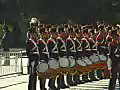 Royalty Free Stock Video SD Footage Pan Right to Military Band and Honor Guard and Statue in Buenos Aires,  Argentina