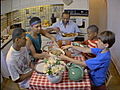 Two Boys Play And Eat