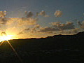 Royalty Free Stock Video HD Footage Pan Down to Dawn & Sunrise over Diamond Head in Waikiki Beach,  Hawaii