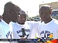 Cowboy’s Sam Hurd,  Roy Williams and Marion Barber hold high school football camp here in San Antonio