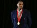 Carmelo Shows Off His Gold Medal To Denver