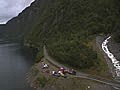 Helicopter Induces Rock Fall Beside A Fjord