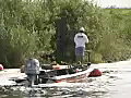 Royalty Free Stock Video SD Footage Fisherman and a Small Boat at Holiday Park in the Everglades in Florida