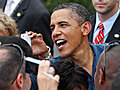 Obama thanks troops at party on South Lawn