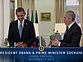 President Obama Meets with Prime Minister Socrates
