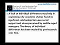 Does Level of Social Relationships Affect the Stress Experience of Middle-Aged Managers