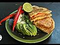 Quesadillas with avocado,  salt and lime