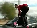 Kid Smacks Head Jumping Out Of Car.