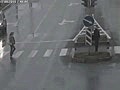 Pedestrian woman hit by car in Moscow!