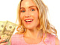 Happy Blond Woman Loves Money