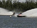 Royalty Free Stock Video HD Footage Slow Motion of Riding Jet Skis on a Lake in Ft. Lauderdale,  Florida