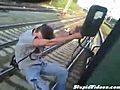 External Train Rider Gets Off