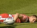 Wigan’s Sam Tomkins knocked out cold as he scores a try