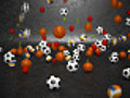 Bouncing sport balls. CG 3D HD background.