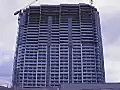 Royalty Free Stock Video SD Footage Pan Up to Tower Cranes Operating at a Construction Site in Miami,  Florida