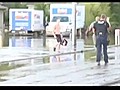 Wakeboarder Rides Flooded Streets