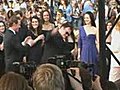 Quentin Tarintino dancing his way on the red carpet