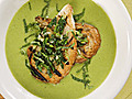 Spring Onion and Pea Soup with Ramp Crostino