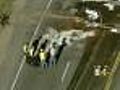 Truck Carrying Asphalt Crashes,  Fuel Spills