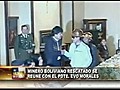 Minero boliviano con Evo Morales