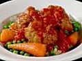 Lamb meatballs with parsley couscous,  sautéed baby carrots and minted peas - part one