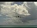 Airplane landing At St.Maarten