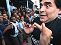 La euforia de Diego Maradona en Sudáfrica