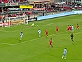 SAVE: Frei stops a powerful shot from Bunbury