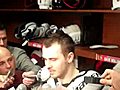 The Blackhawks&#039; Dave Bolland talks after returning to the ice in time for the 7-2 victory over the Canucks in Game 4.