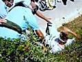 Ian Poulter falls down hillside at Volvo World Match Play