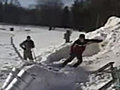 Snowboarder Slams Into Fence