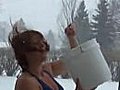 Russian Bikini Lady Dumps Ice Cold Buckets of Water on Self