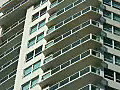 Royalty Free Stock Video HD Footage Zoom Out to High Rise Apartment Building in Downtown Ft. Lauderdale,  Florida