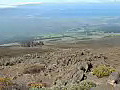 Royalty Free Stock Video HD Footage Pan Left to View of Maui from Haleakala Crater in Hawaii