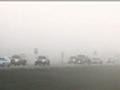 Highway traffic,  cars, fog, mist, smog