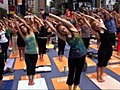 Mass yoga in Times Square