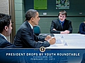 President Obama Drops By Youth Roundtable In Cleveland