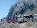 Amtrak train,  truck collide in fiery crash