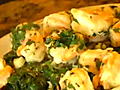 Shrimp Scampi Over Garlic Spinach