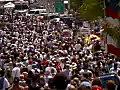 Royalty Free Stock Video SD Footage Crowds of People Walking to the Air Show on Ft. Lauderdale Beach in Florida