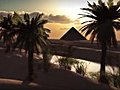 1072 Pyramid Oasis And Palms Sunset Egypt Stock Footage