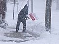 Man Shoveling Snow Stock Footage