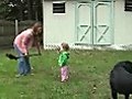 Ellie Helping Clean Up The Yard