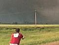 Storm chasers get very close to twister