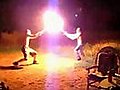 Flaming sword fight