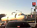 Plane towed in the street