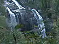 Royalty Free Stock Video HD Footage Wide Shot of White Waterfalls in North Carolina Fall Season