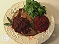 Calves&#039; liver,  with red onion gravy, watercress and beetroot