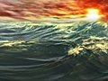 1078 Tropical Ocean Waves Sunset Stock Footage