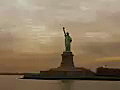 Royalty Free Stock Video SD Footage Leaving the Statue of Liberty,  as Seagulls Fly By, Shot From a Ferry in New York City